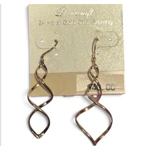 Danecraft 24K Gold Over Sterling Silver Double Spiral Twist Drop Earrings New
